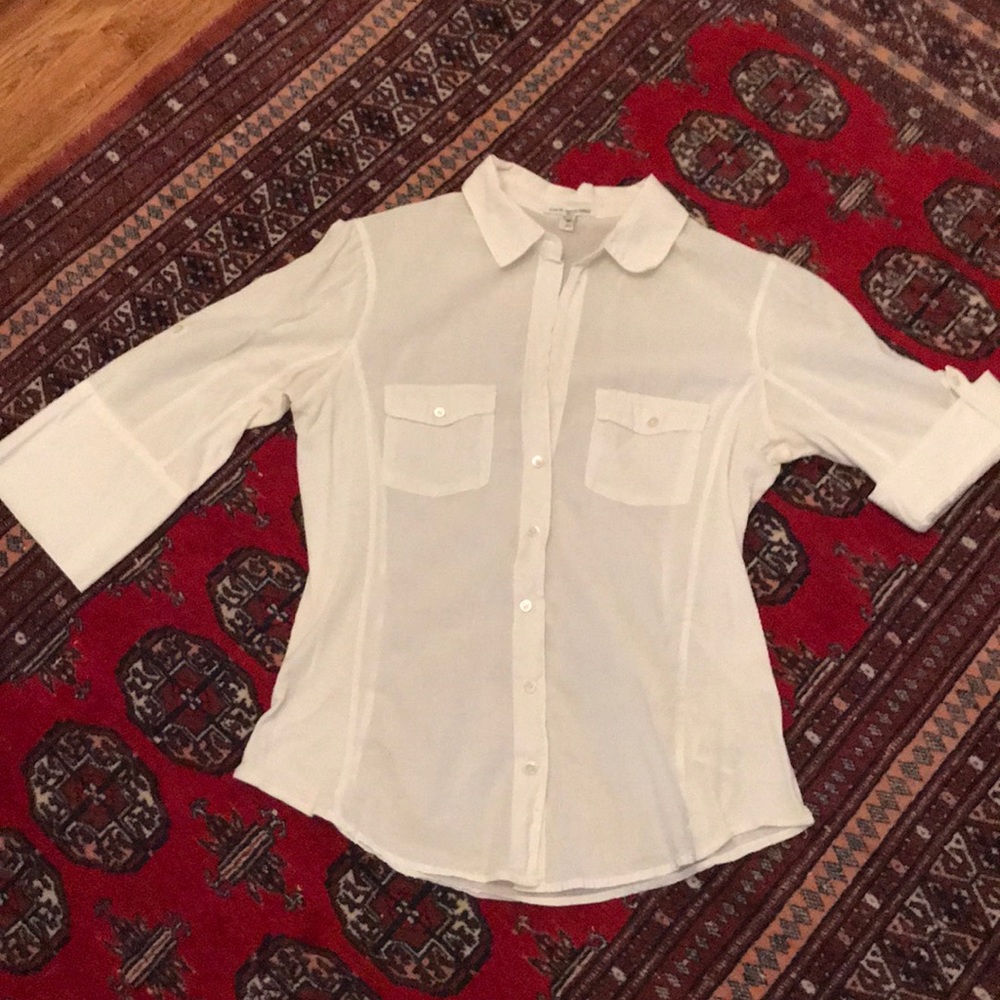 White button down top